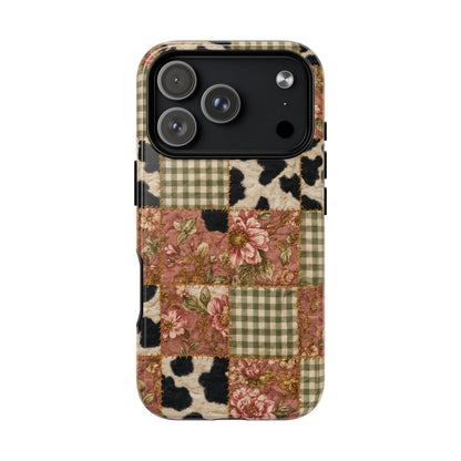 Cowhide Floral Quilt Magnetic Case