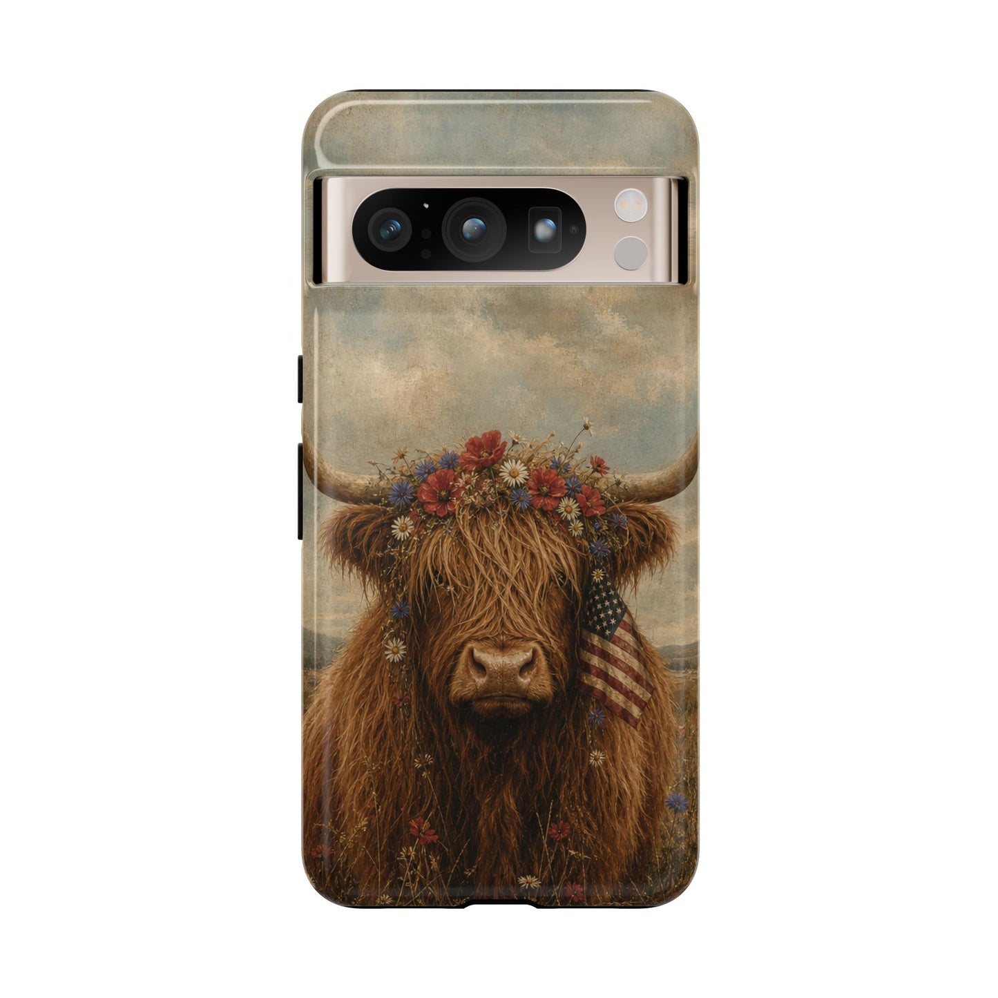 Patriotic Highland Cow Tough Case