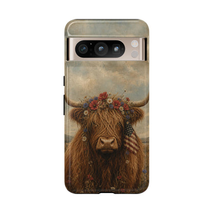 Patriotic Highland Cow Tough Case