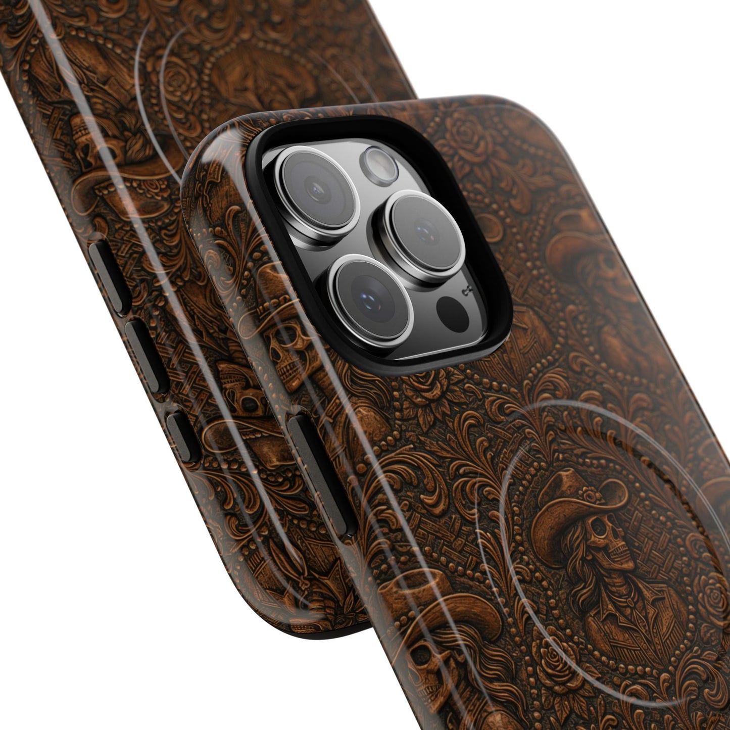 Tooled Skeleton Cowgirl Magnetic Case