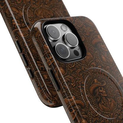 Tooled Skeleton Cowgirl Magnetic Case