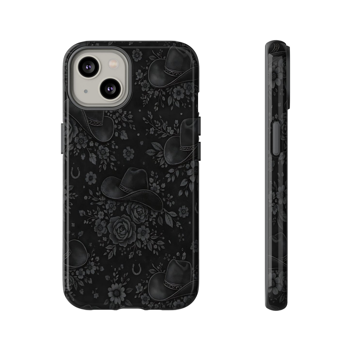 Western Noir Floral Hats Tough Case