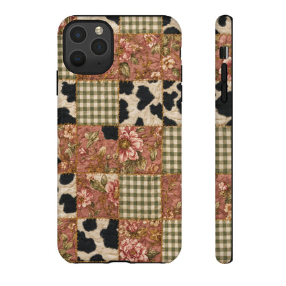 Cowhide Floral Quilt Tough Case
