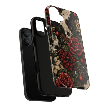 Cowhide Christmas Roses Tough Case
