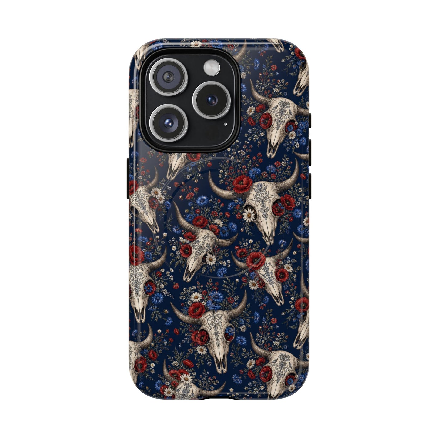 Patriotic Floral Skulls Magnetic Case