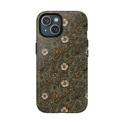 Sage Tooled Roses Magnetic Case