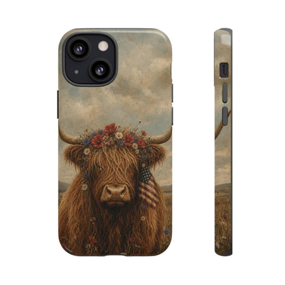 Patriotic Highland Cow Tough Case