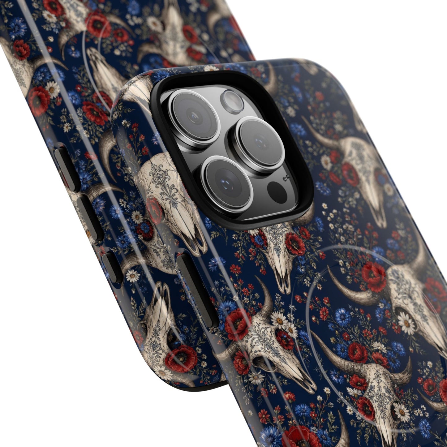 Patriotic Floral Skulls Magnetic Case