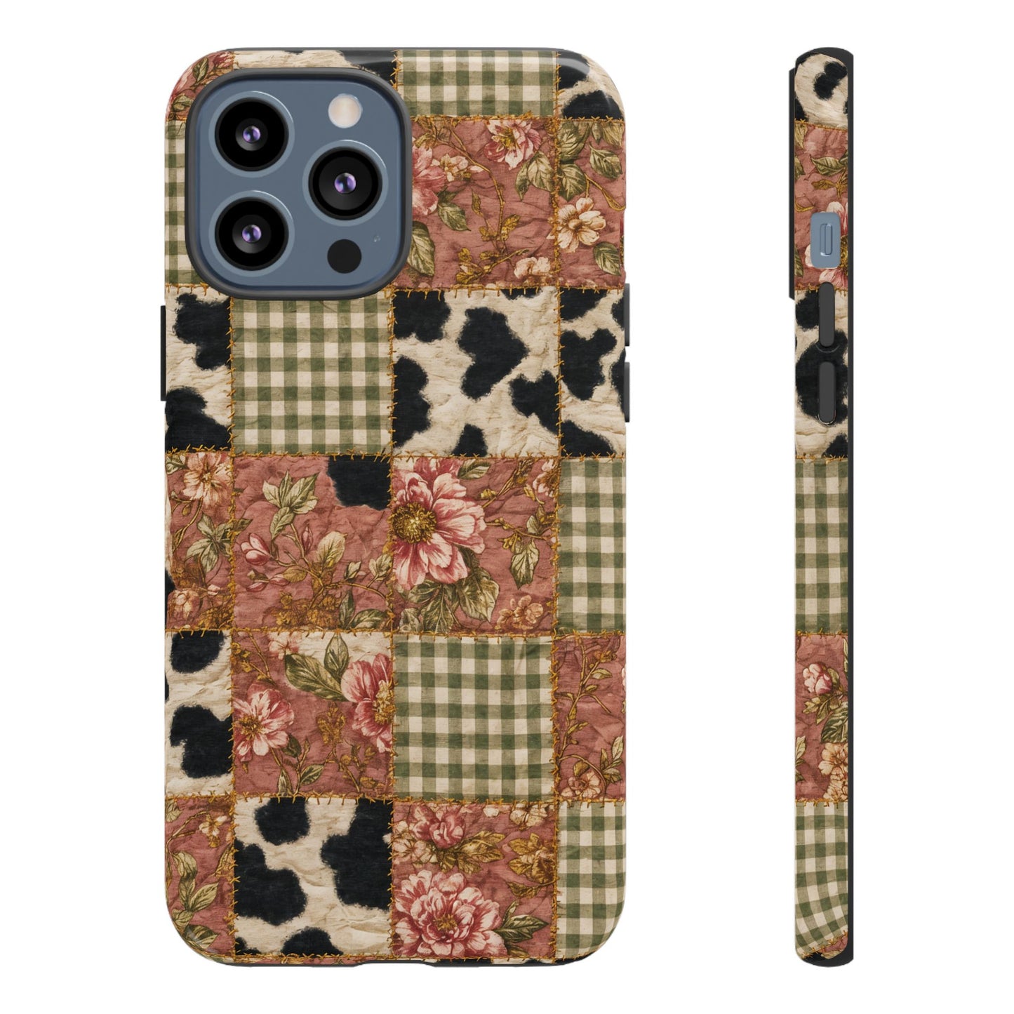 Cowhide Floral Quilt Tough Case