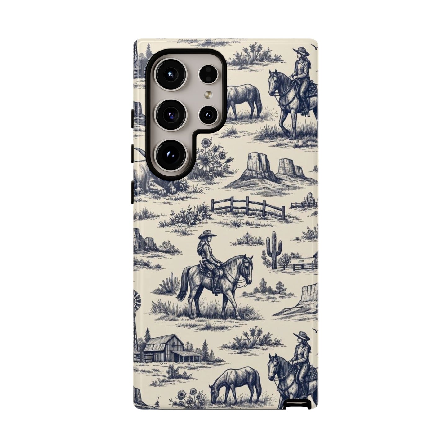 Western Toile Navy Tough Case