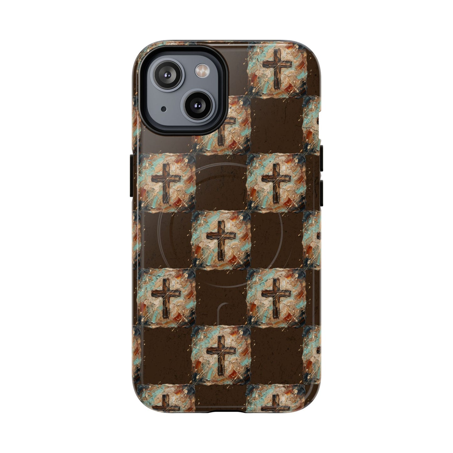 Checker Painted Cross Magnetic Case