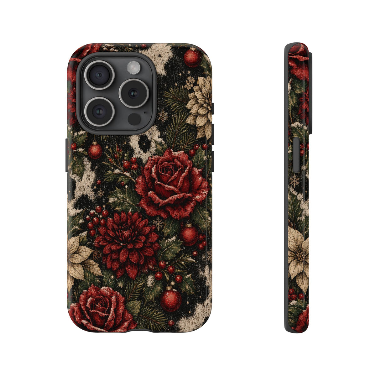 Cowhide Christmas Roses Tough Case