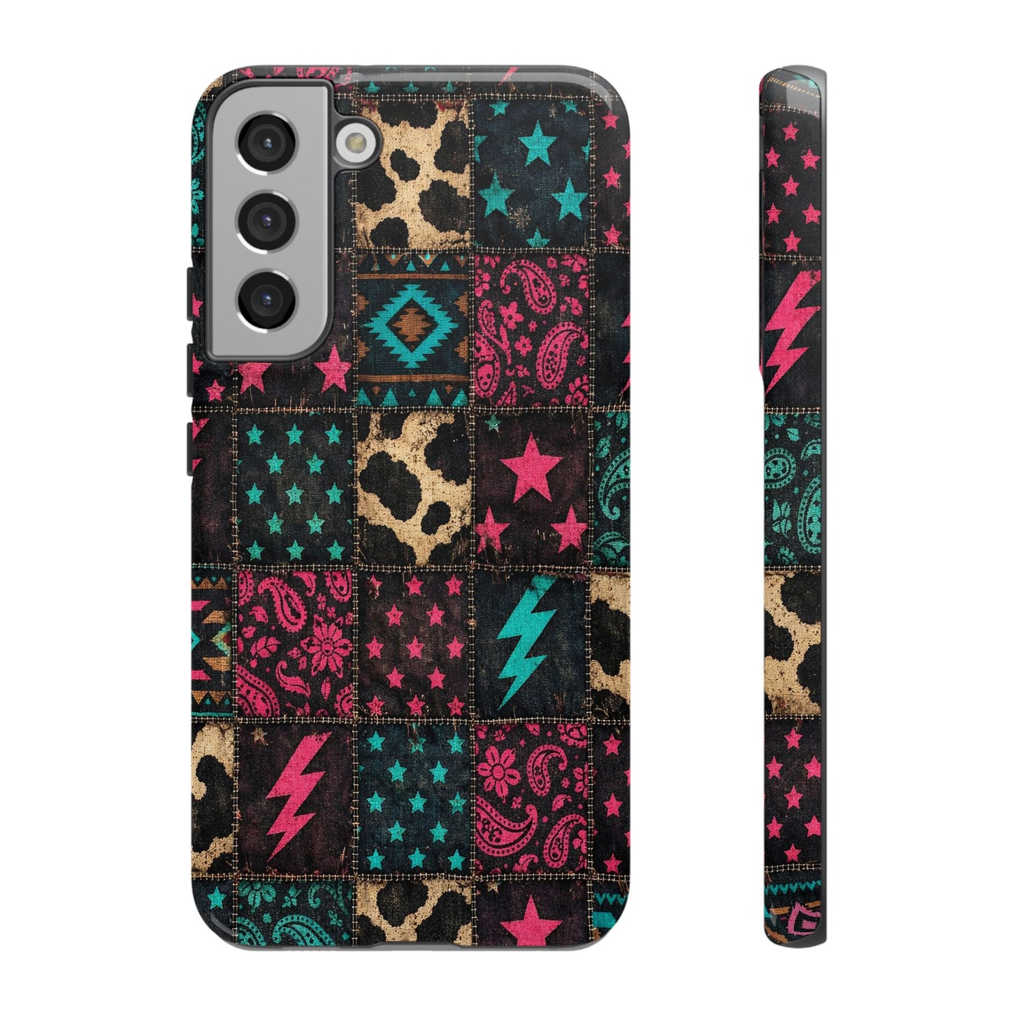Neon Cowhide Patchwork Tough Case