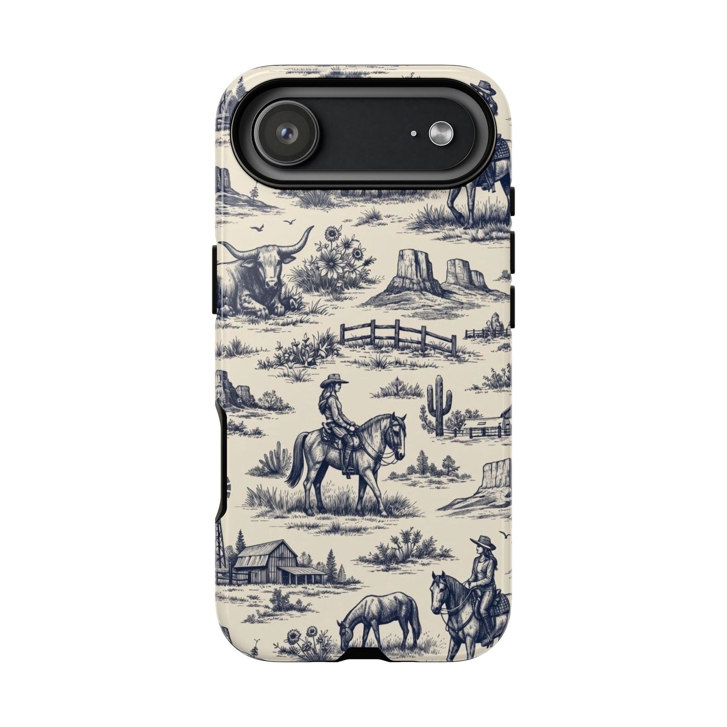Western Toile Navy Tough Case