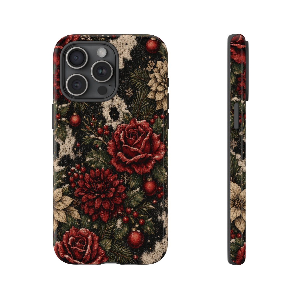 Cowhide Christmas Roses Tough Case