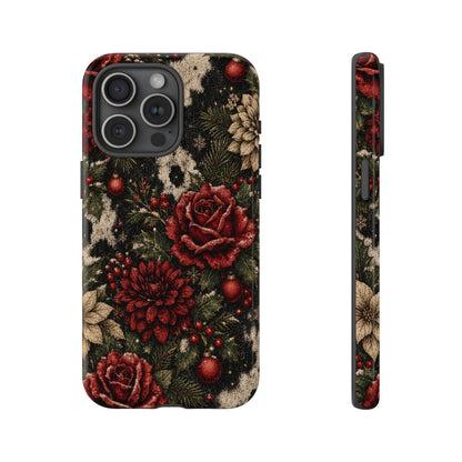 Cowhide Christmas Roses Tough Case