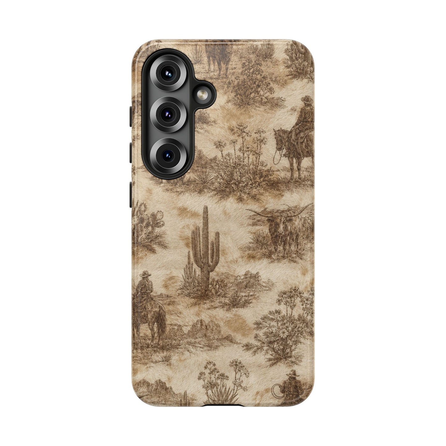 Ivory Cowhide Toile Tough Case