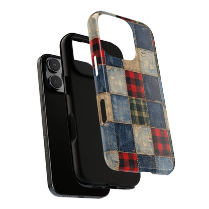 Denim Plaid Patchwork Tough Case