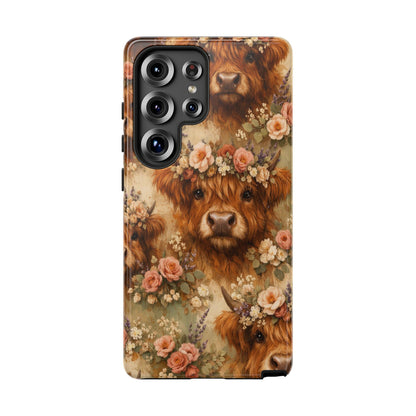 Floral Highland Cow Tough Case
