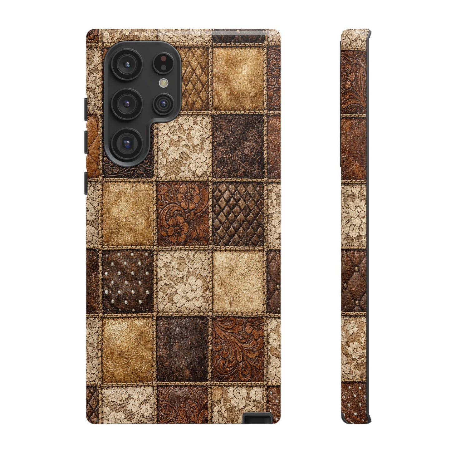 Leather Lace Patchwork Tough Case