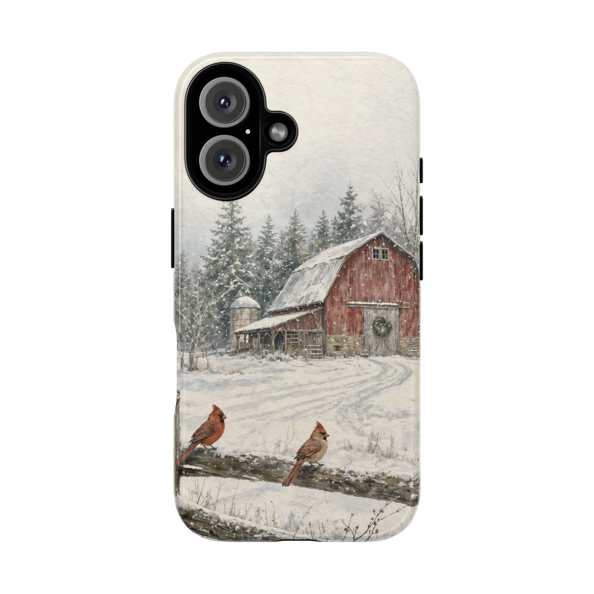 Snowy Red Barn Tough Case