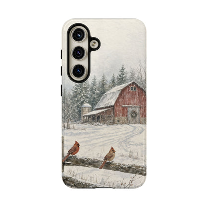 Snowy Red Barn Tough Case