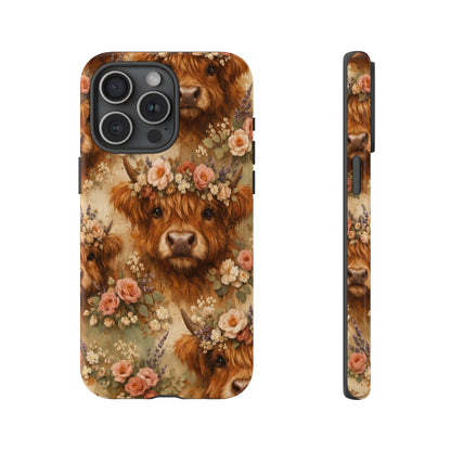 Floral Highland Cow Tough Case