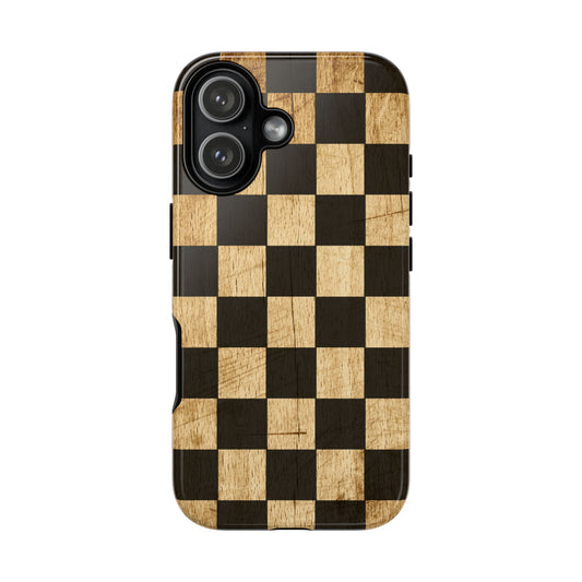 Checkered Rustic Wood Tough Phone Case