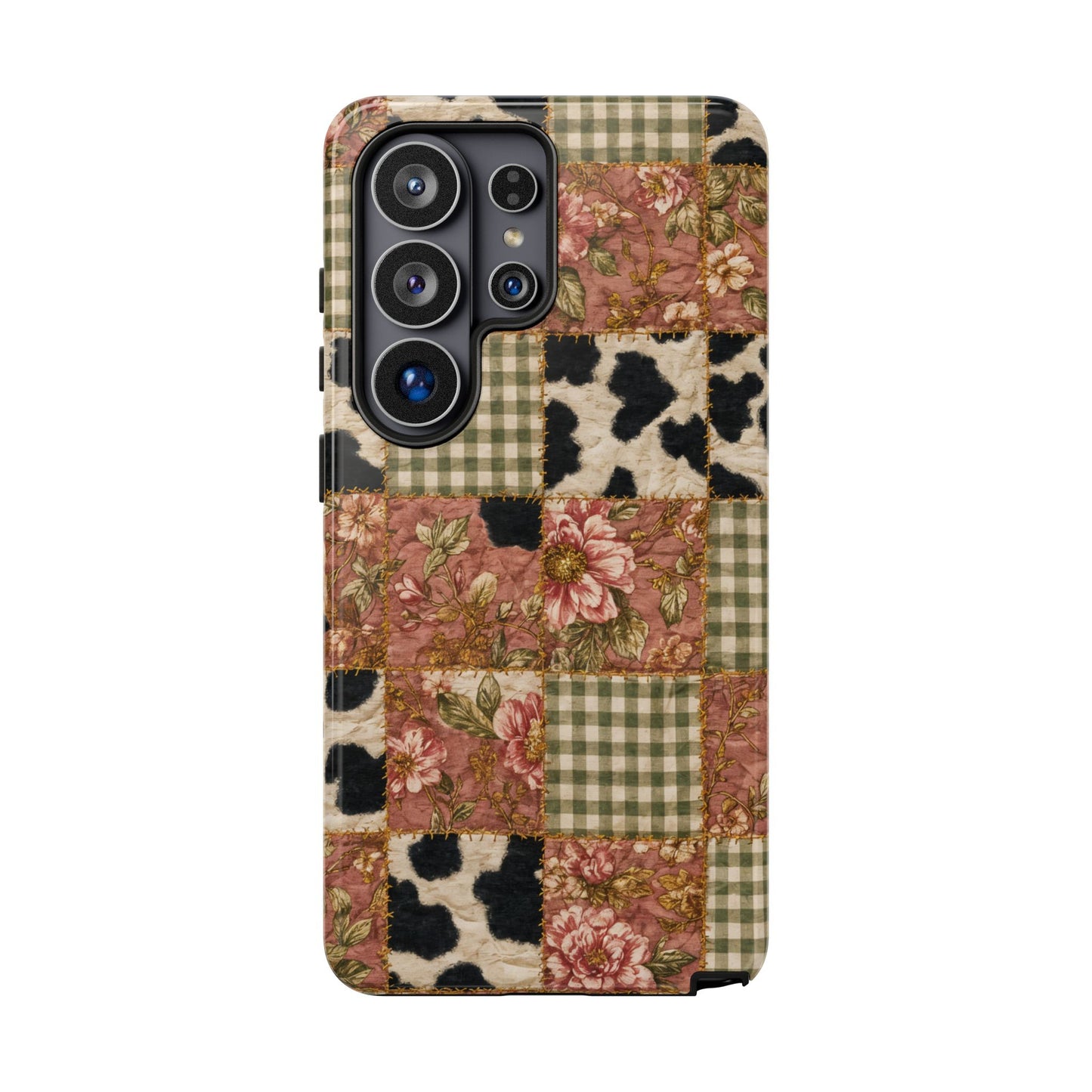 Cowhide Floral Quilt Tough Case