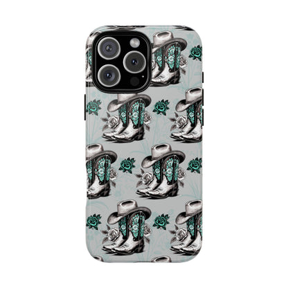 Teal Floral Boots Tough Case