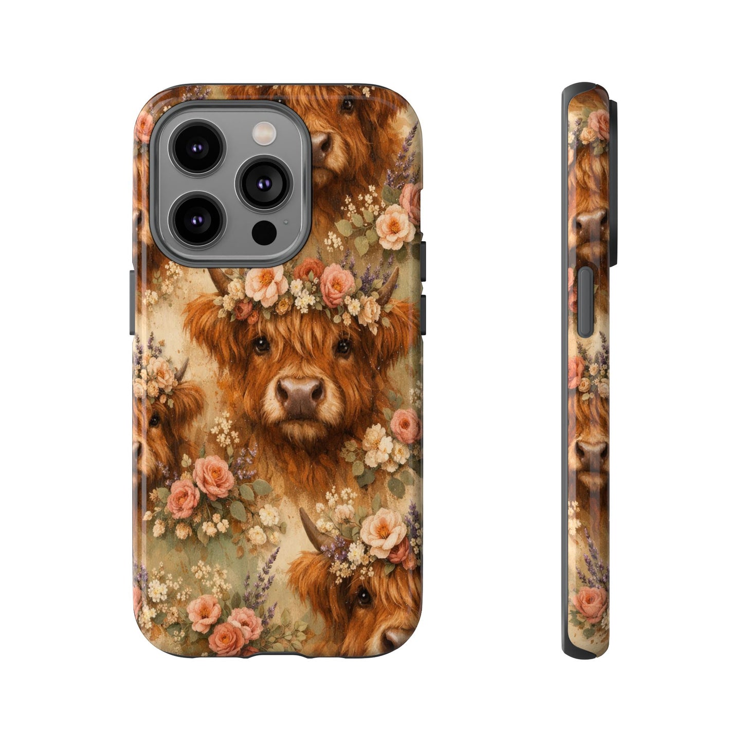 Floral Highland Cow Tough Case