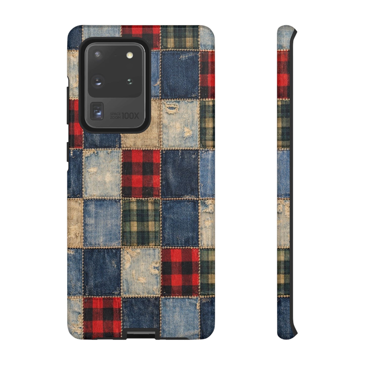 Denim Plaid Patchwork Tough Case