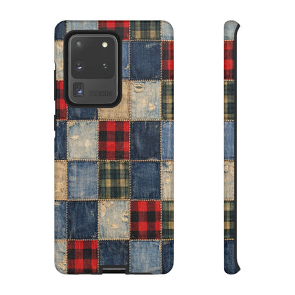 Denim Plaid Patchwork Tough Case