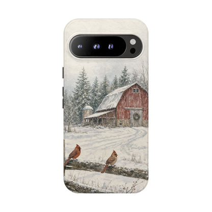 Snowy Red Barn Tough Case