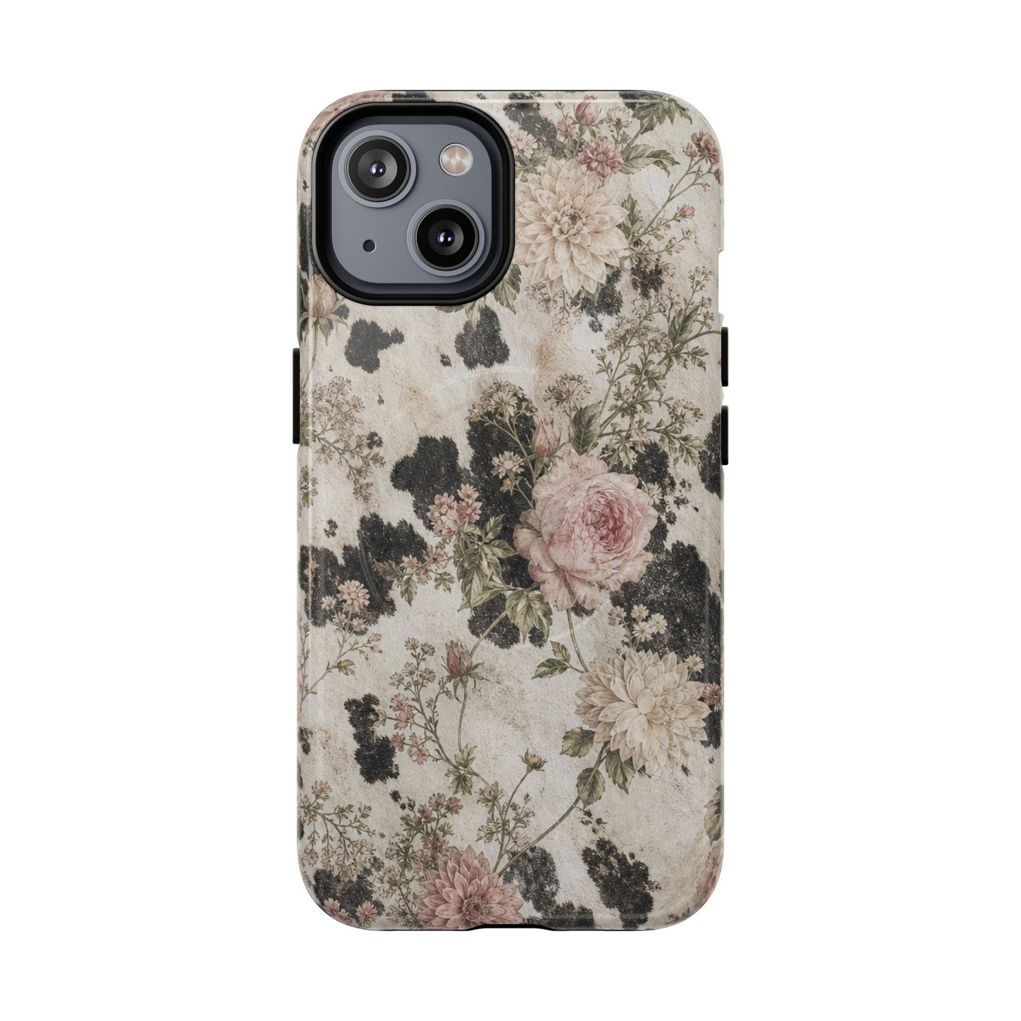 Floral Cowhide Magnetic Case