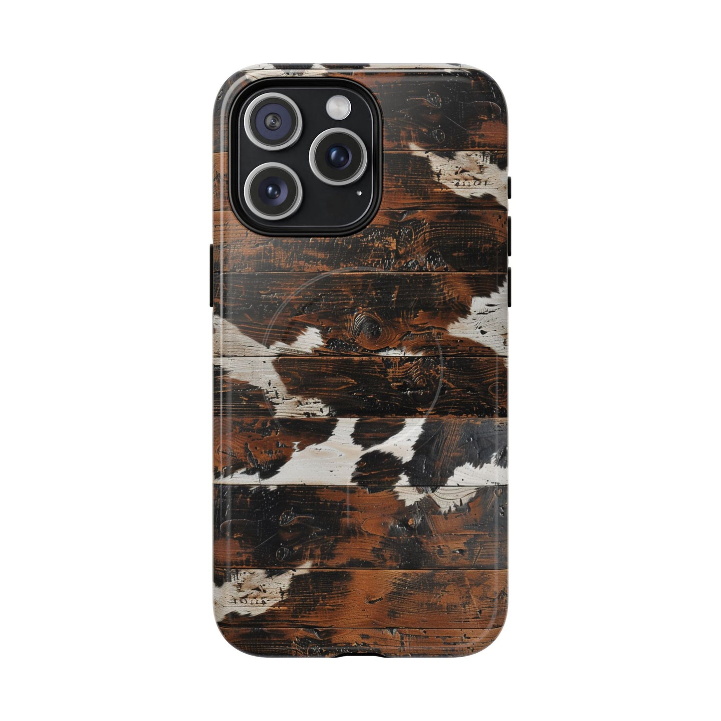 Wooden Cowhide Bull Skull Magnetic Case