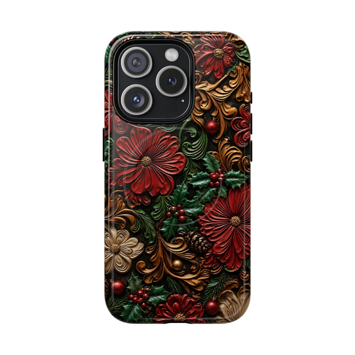 Tooled Christmas Blooms Magnetic Case