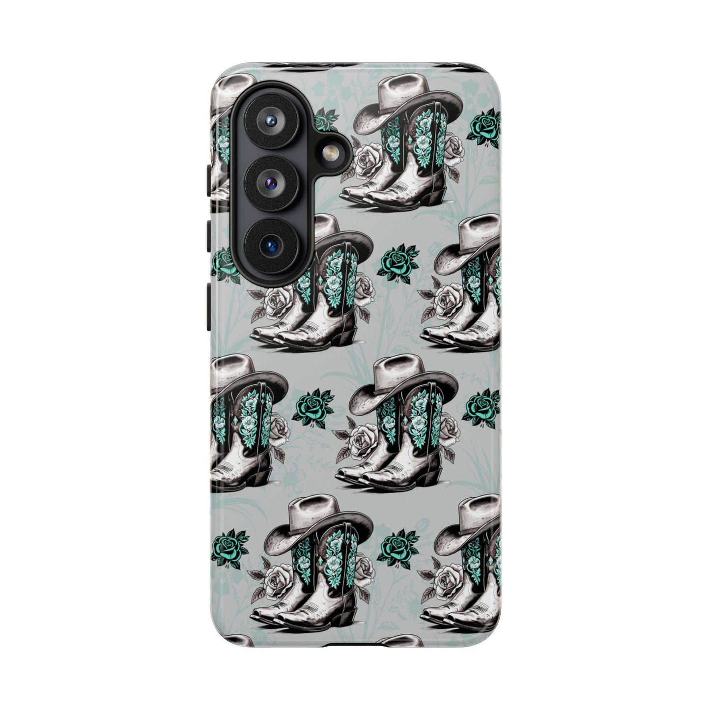 Teal Floral Boots Tough Case