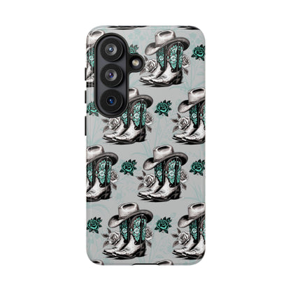 Teal Floral Boots Tough Case