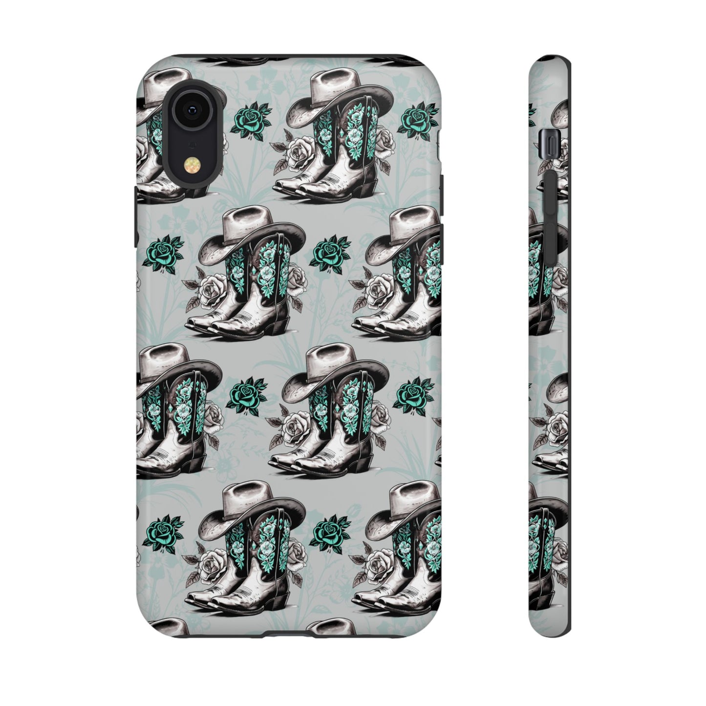 Teal Floral Boots Tough Case