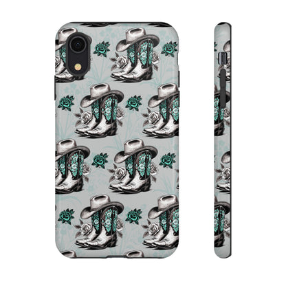 Teal Floral Boots Tough Case