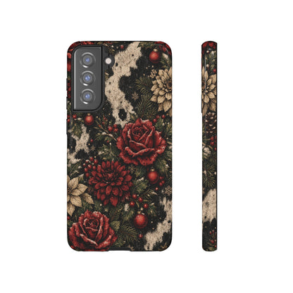 Cowhide Christmas Roses Tough Case