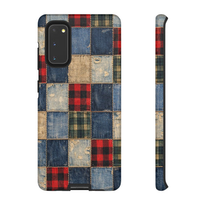 Denim Plaid Patchwork Tough Case