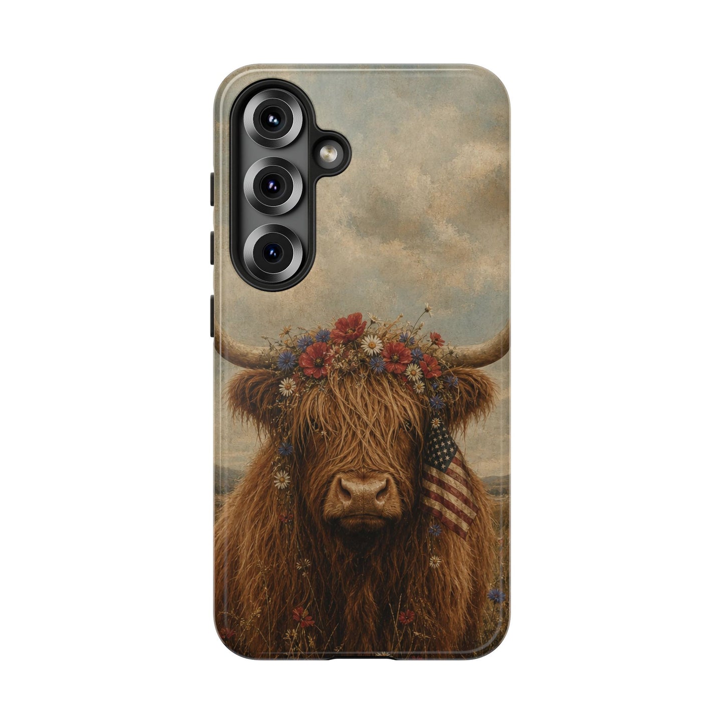 Patriotic Highland Cow Tough Case