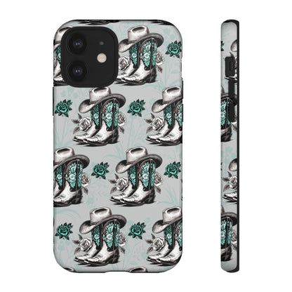 Teal Floral Boots Tough Case