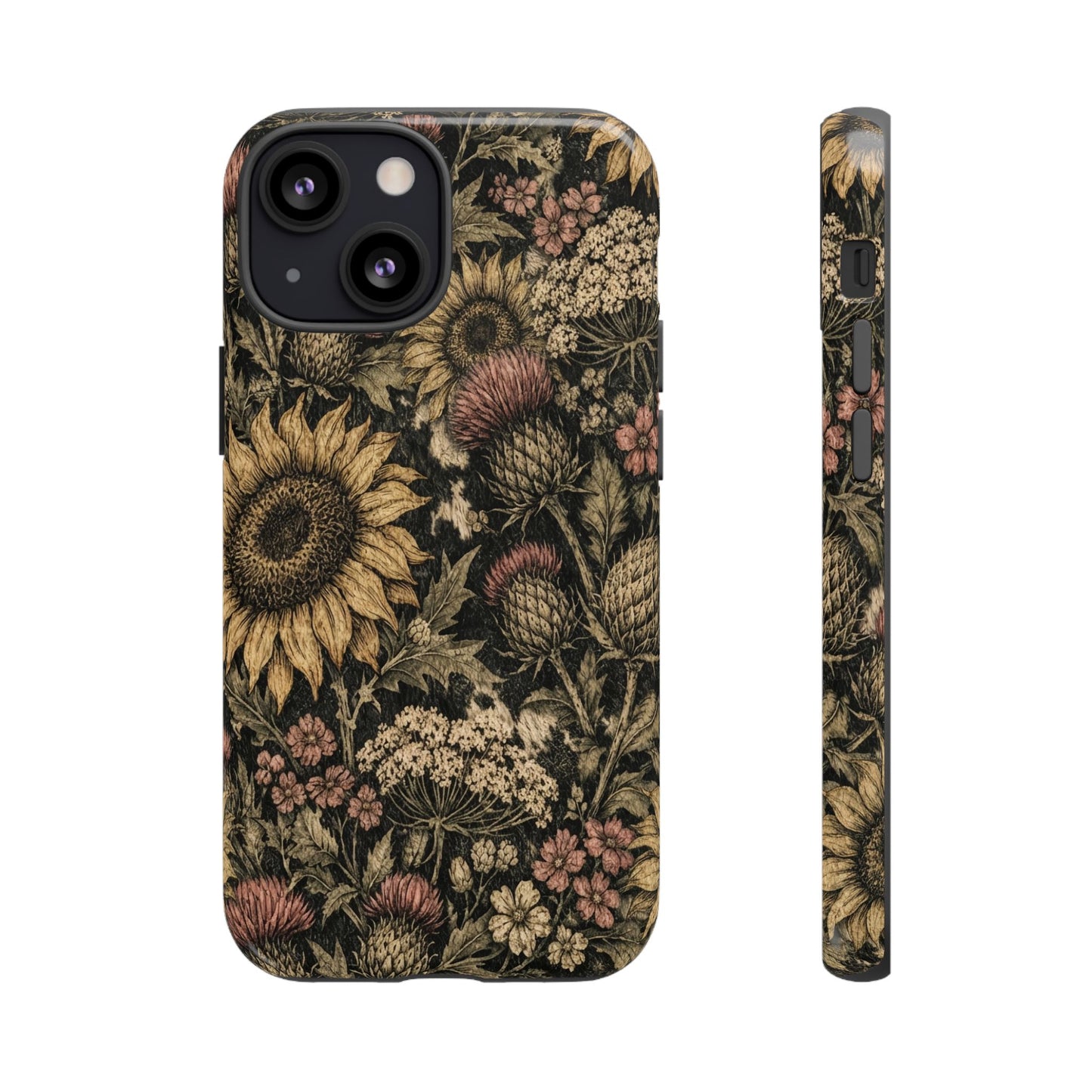 Cowhide Sunflower Thistles Tough Case
