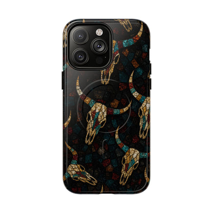 Stained Bull Skull Magnetic Case