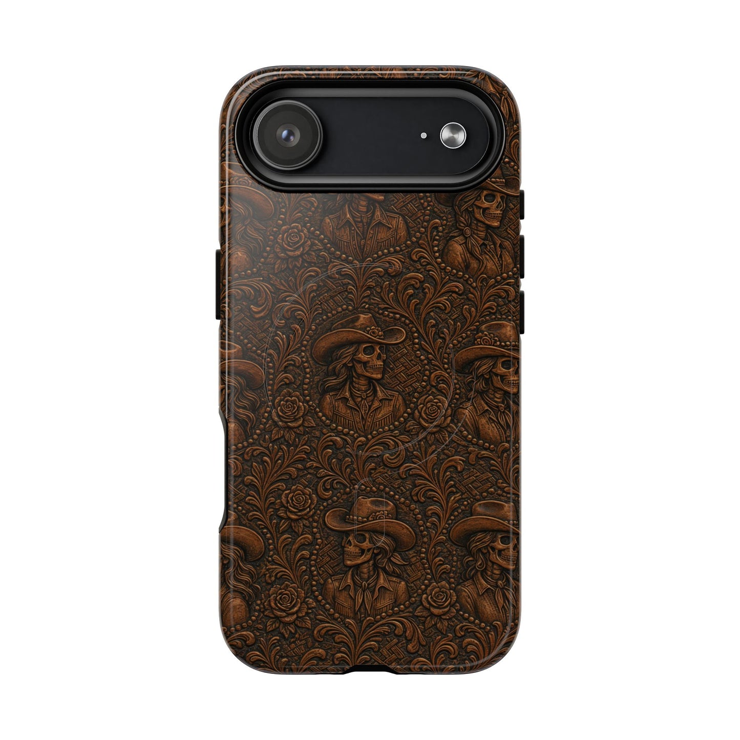 Tooled Skeleton Cowgirl Magnetic Case