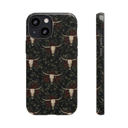 Midnight Skull Poinsettia Tough Case