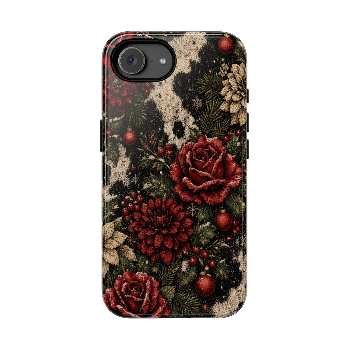 Cowhide Christmas Roses Tough Case